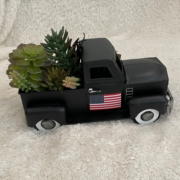 Patriotic Vintage Metal Truck with Succulents - Picture 6 of 9